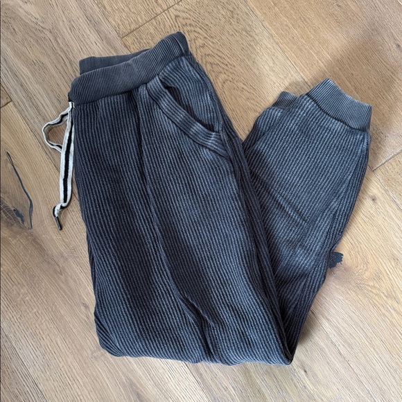 Aerie Ribbed Joggers - Black - Picture 1 of 2
